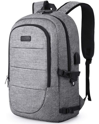 Travel Laptop Backpack  17.3 Inch Anti Theft Business Backpack  USB / Lock Grey
