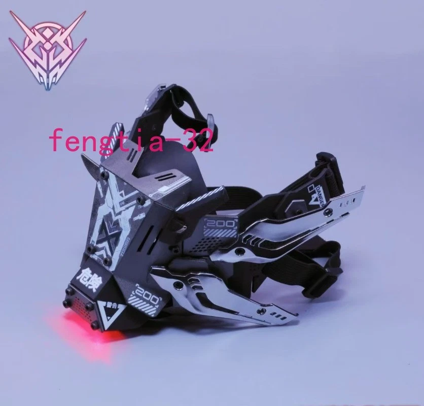 Cyberpunk Half Face Commander Tactical Functional Wind Cosplay Luminous Mask 1PC - Image 3 of 4