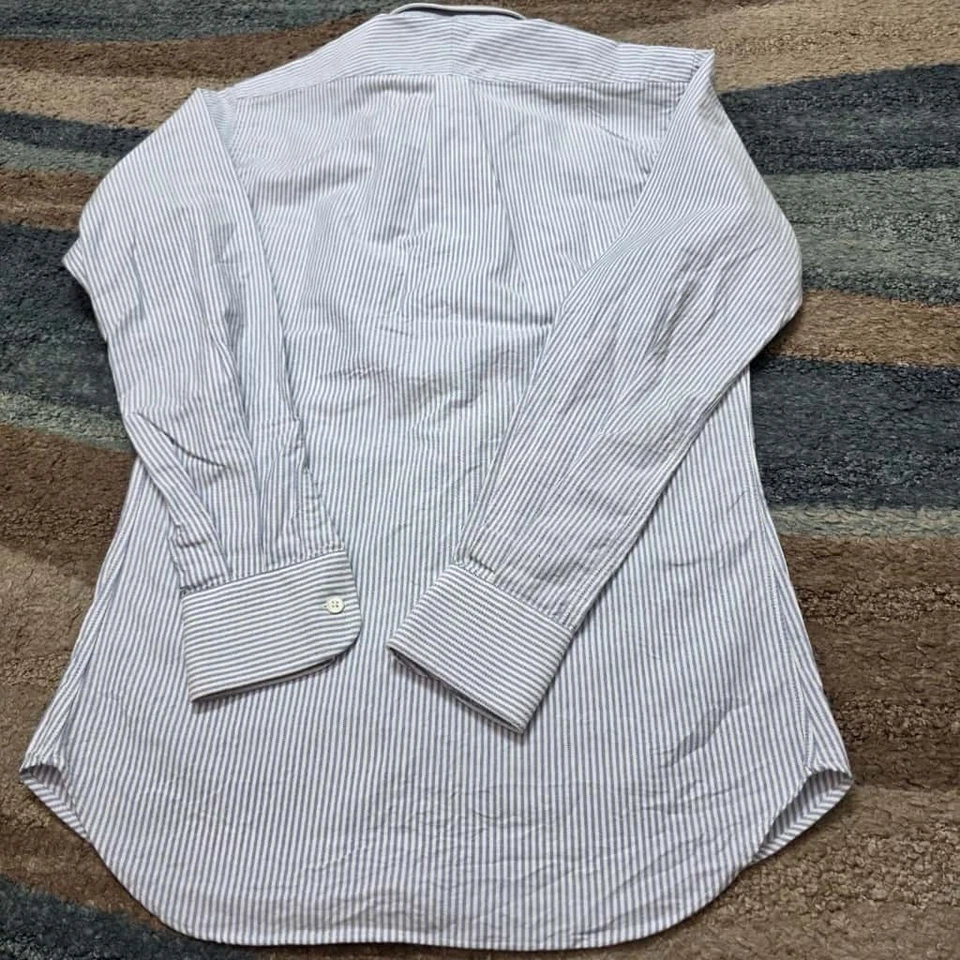 Ike Behar Men’s 15 Shirt Blue White Stripe Button Down Made in USA NWT - Image 3 of 4