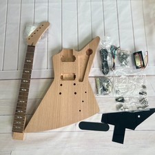 DIY Explorer Full Set Kits Unfinished Electric Guitar Rosewood Fretboard Ship US