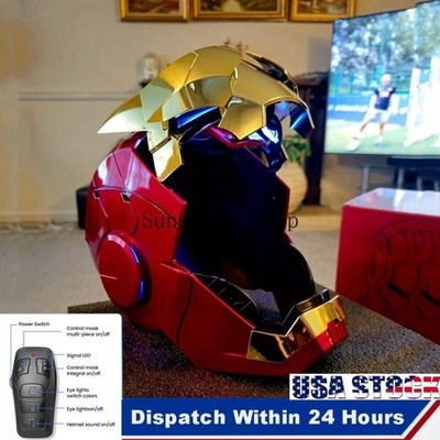 Autoking Iron Man Gold MK5 Helmet Electronic Voice Activated Open&Close Mask New