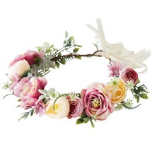 Wedding Floral Crown Headband Color D Flower Halo Hair Wreath Boho