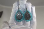 Lovely Faux Turquoise Bali Thailand 925 Sterling silver drop earring teardrop — photo 2