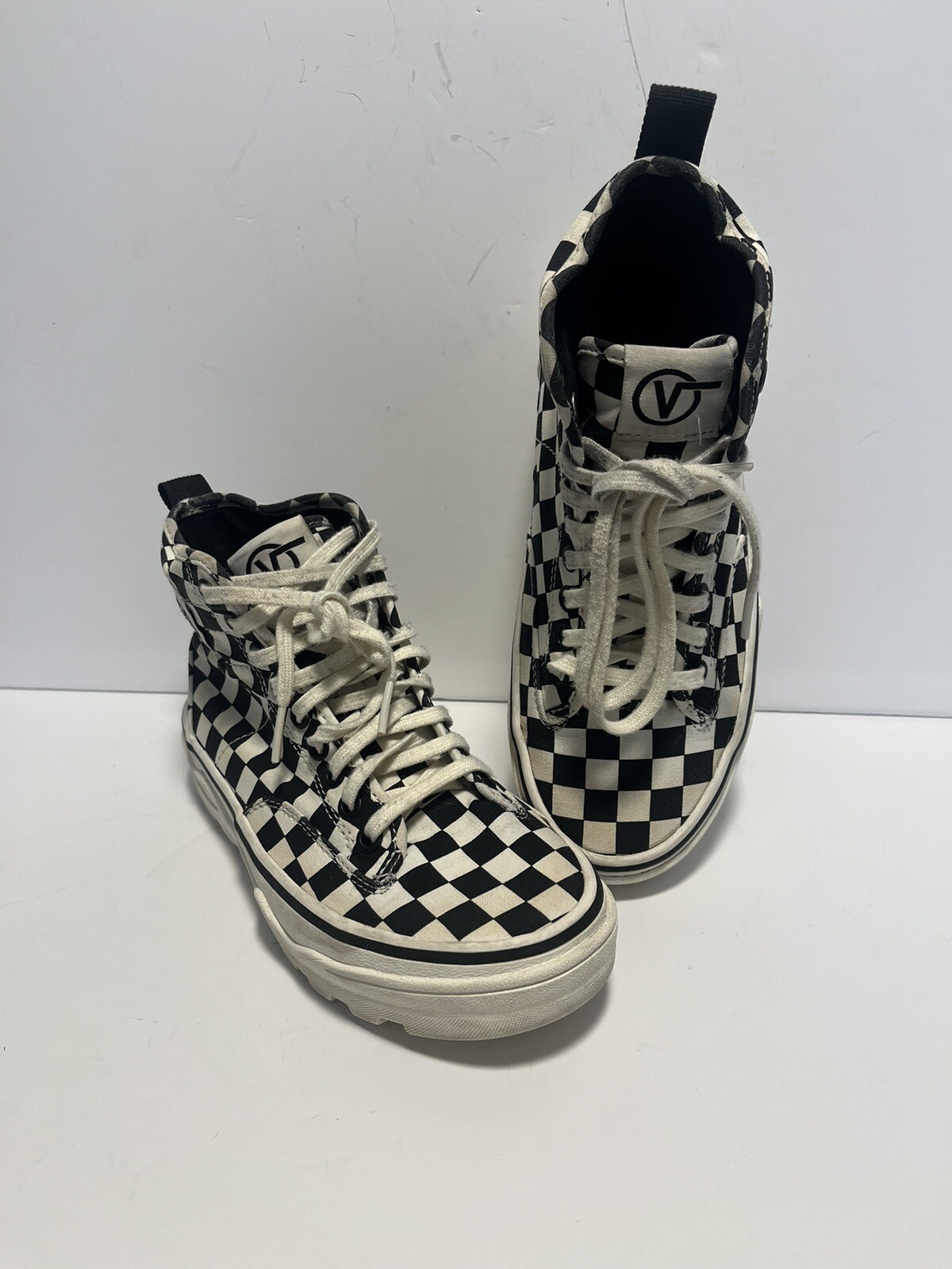 VANS SK8-HI TAPERED CHECKERBOARD (BLACK/WHITE) WOMEN SHOES SZ