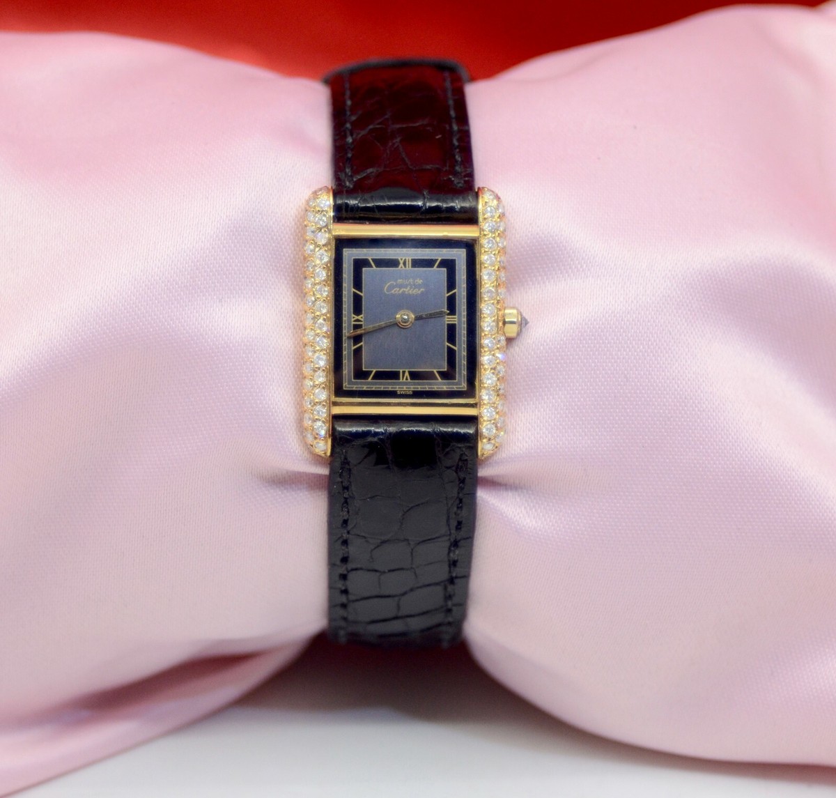 Cartier Paris Vermeil Watch Argent 925 18K Gold Plated w