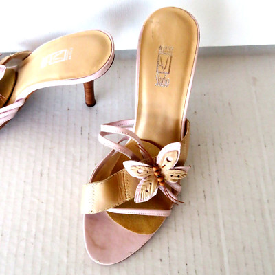 Andrew Stevens Butterfly Sz 8.5M Sandals Heels Mules Slides Slip-on Pump Leather