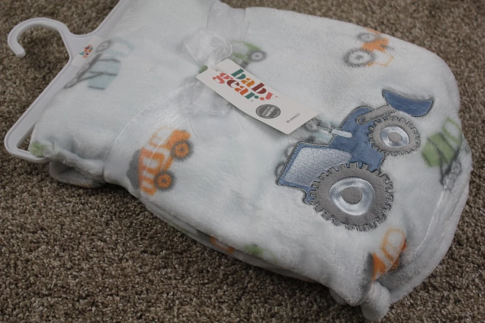 Manta de tractor de equipo para bebé polar azul claro granja campo bebés niños suave nueva con etiquetas Foto 4 de 4