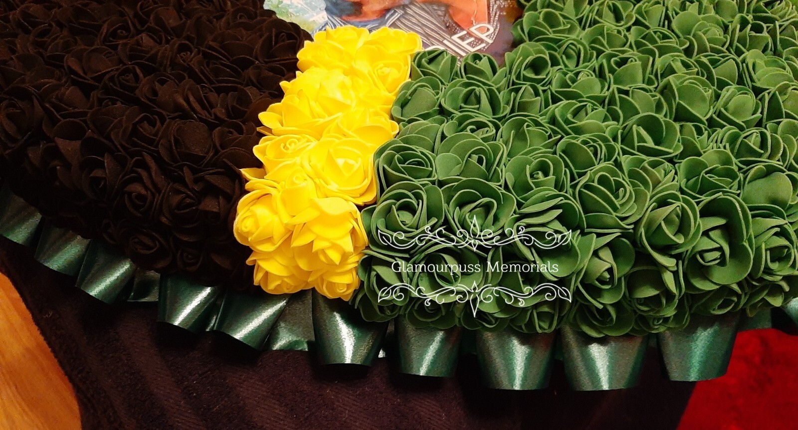 Personalised Artificial Roses Jamaican Heart Funeral Wreath Mum Dad