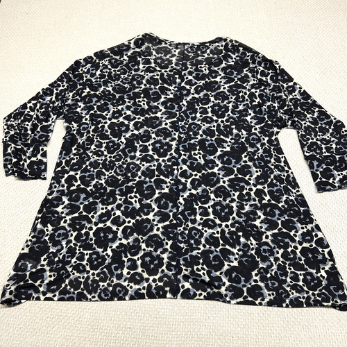 Logo Layers Top Womens 4x Animal Cheetah Print 3/4 Sleeve Sheer Tunic Stretch - Picture 2 of 8