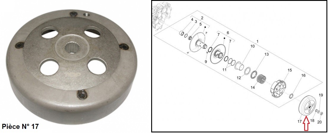 Cloche d'embrayage d'origine pour Piaggio Liberty 125 iGet 3V dès 2015