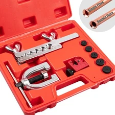 	Brake Line Flaring Tool Kit Includes 5 Adapters Tubing Cutter for Copper/Alu...