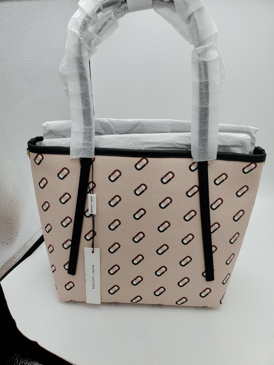 Marc Jacobs Always Full Logo Tote Bag Purse Handbag Beige Rose