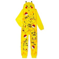 POKEMON Pajamas Size 4-5 Boy Union Suit One Piece Blanket Sleeper Hoodie Zip NWT