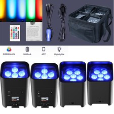 Battery Powered Uplights Wireless Par Can Light 6x18W RGBWA UV DJ Stage Wedding