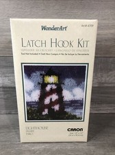 Latch Hook Craft Kit Nautical Lighthouse Decor Caron Wonderart 4709 12x12 Sealed