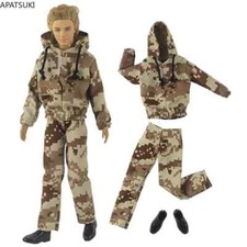 Yellow Camouflage Clothes Set For 12" Boy Doll Outfits Hoodies Pants Shoes 1/6