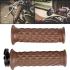 7/8" Motorcycle Hand Grip Bar Brown Handlebar End For Cafe Racer Bobber Clubman