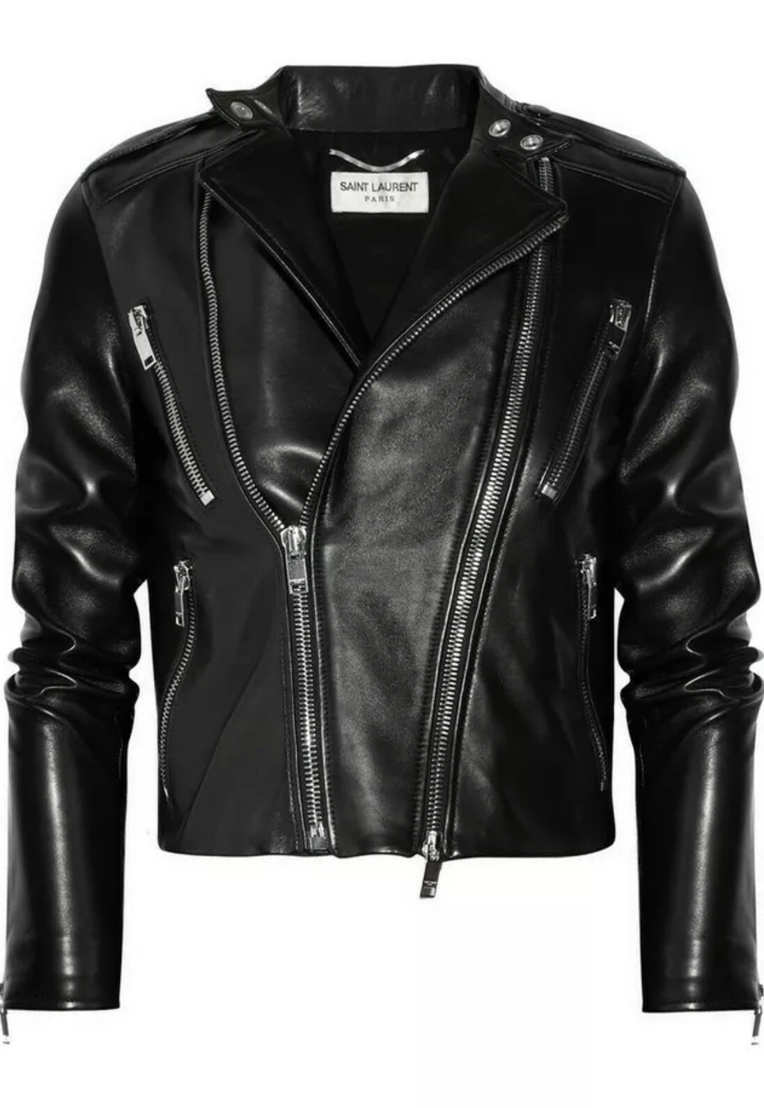 Giacca da motociclista in pelle Saint Laurent YSL cafe racer nuova con etichette EU 40 US 8