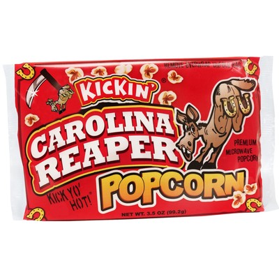 KICKIN  Carolina Reaper Pepper Microwave Popcorn - Spicy Snacks - Pack of 3 -...