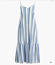 J.Crew factory sz XS sleeveless midi dress lined pockets  blue white stripes