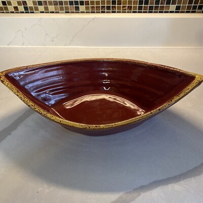 Maxwell Pottery Dory Serving Bowl Red Gold 17”