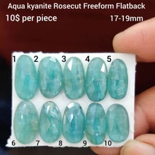 Natural Aqua kyanite Rosecut Freeform Flatback