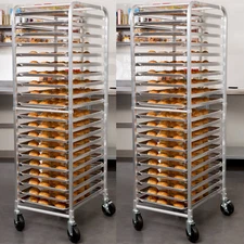 2 PACK 20 Pan End Load Bun Commercial Dough Baking Full Sheet Bakers Bakery Rack