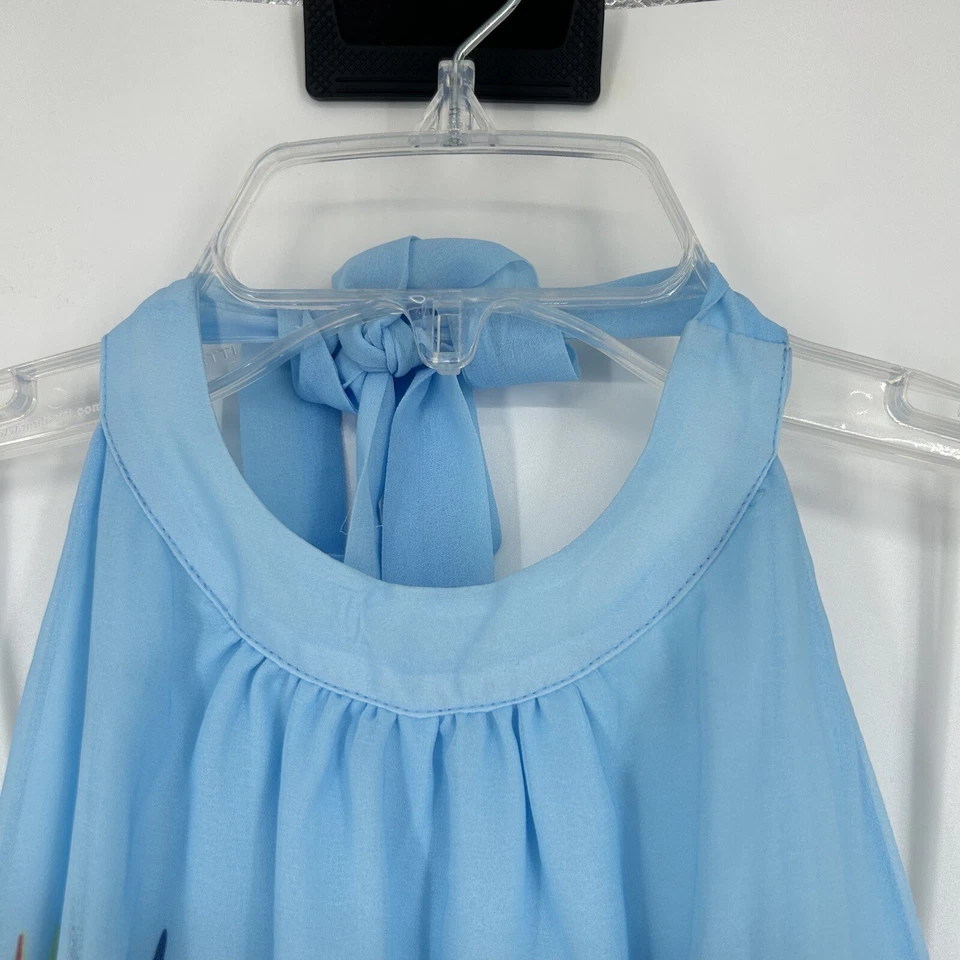 Modcloth синий радуги полоски шифона с бретелью через шею платье карманы длина до колена размер S - Изображение 4 из 4