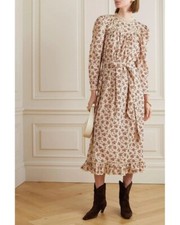 DÔEN Gabrielle lace-trimmed floral-print cotton-voile maxi dress medium m doen