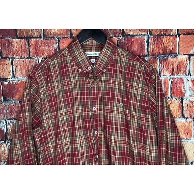 Southern Point Co. Mens Small Long Sleeve  Button Front Plaid Check Maroon Shirt