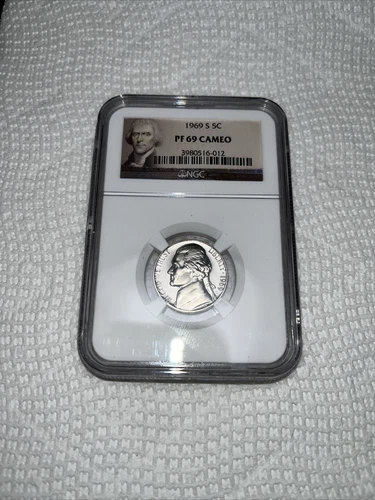 1969 S Jefferson Nickel PF69 Cameo NGC Certified