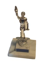 Victory Torch Trophy on a Double Marble Base - Height 8 Inches