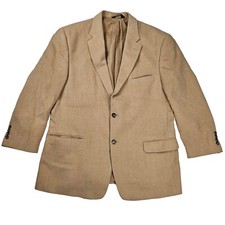 Joseph A Banks Camel Hair Blazer Men's 46 Double Vented Solid Brown Tan Button