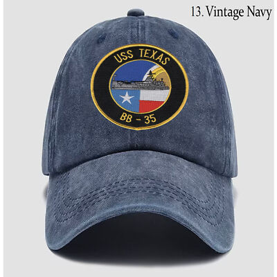 Custom Personalization Embroidery Hat BB-35 USS Texas, Veteran Cap, Gift Idea