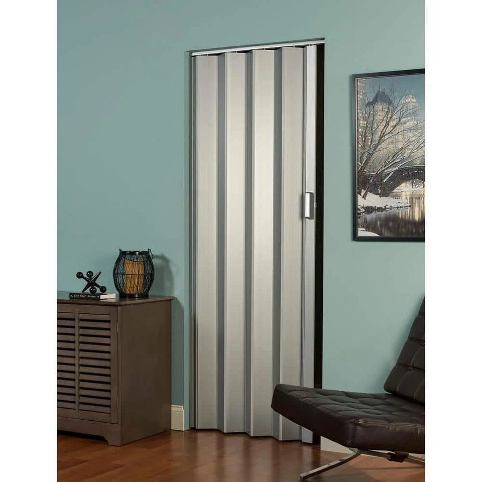 48 x 96 in accordion door vinyl panel scratch resistant double wall satin silver - Image 2 of 2