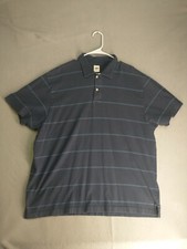 Old Navy Mens Polo Shirt XXL Blue Striped Short Sleeve Collared Casual Pullover