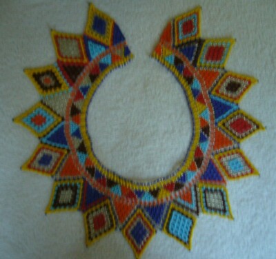 Collar Glass Seed Bead 18'' Necklace Boho Aztec Rainbow Red Turquoise FALL
