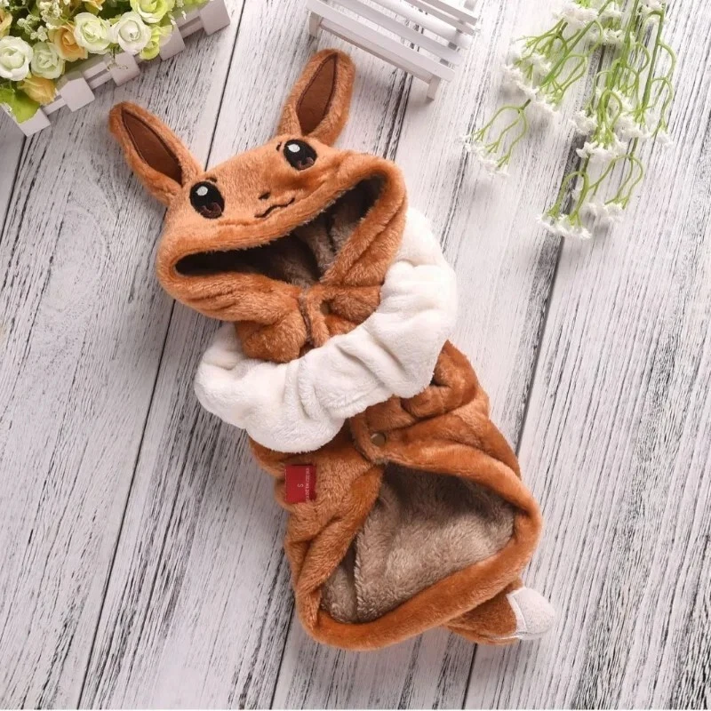 Anime Pokemon Dog Costumes Fleece Warm Cosplay Pets Medium Clothing Coat Jacket - Image 3 of 4