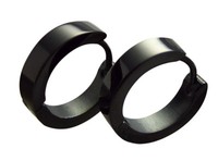 Damen Ohrringe Edelstahl Creolen Titan Schwarz Ip 16MmØ Herren Flinserl GläNzend