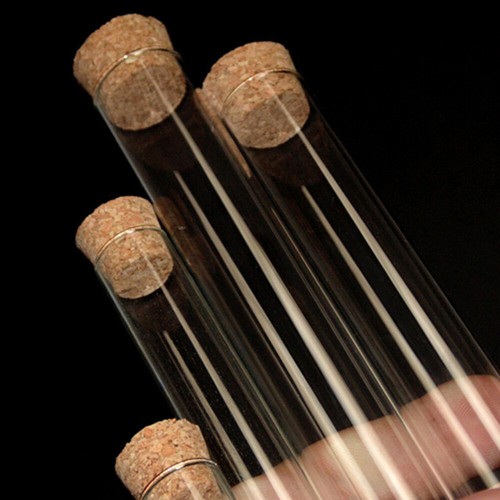 30PCS Prove Trasparenti con Tubi in Sughero con Top in Sughero Test Tube Chimica - Foto 11 di 11