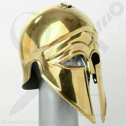 Médiévale Revêtu Grec Corinthien Casque Avec Marron Plume 18GA Métal Casque - Photo 3 sur 4