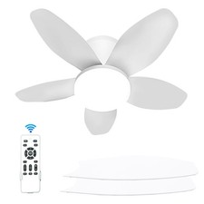 5-Blade Ceiling Fan with LED Light Remote Dimmable Flush Mount Quiet Reversible