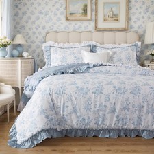 Floral Duvet Cover Set Bedding with Ruffled Edge, Grandmillennial Vintage