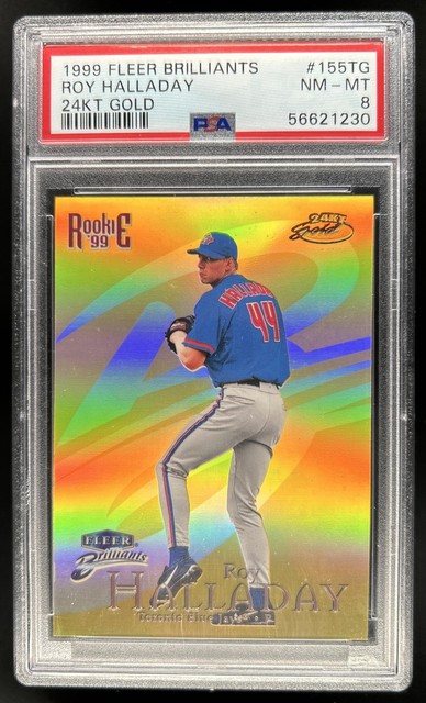 1999 Fleer Brilliants Roy Halladay 24 Karat Gold #/24 Blue Jays PSA 8