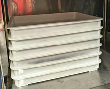 Tioncy 6 Pack White Pizza Dough Proofing Boxes w/ Lid, Rectangular Plastic