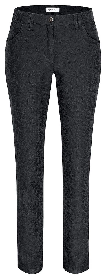 KjBRAND Betty CS Röhre Jacquardhose Viskose, schwarz, gerades Bein normal + kurz - Bild 2 von 4