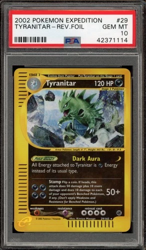Pokemon Tyranitar Expedition Reverse Holo Rare #29 PSA 10 Gem Mint