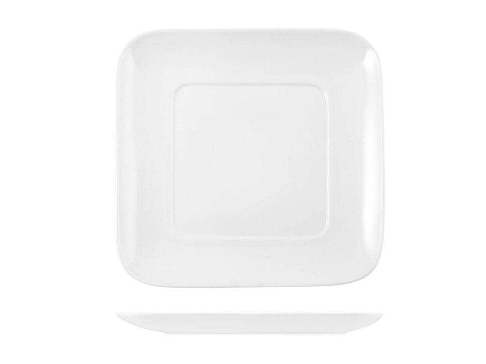 Square Plate In Porcelain, 30.5X30.5 Cm, White H&H