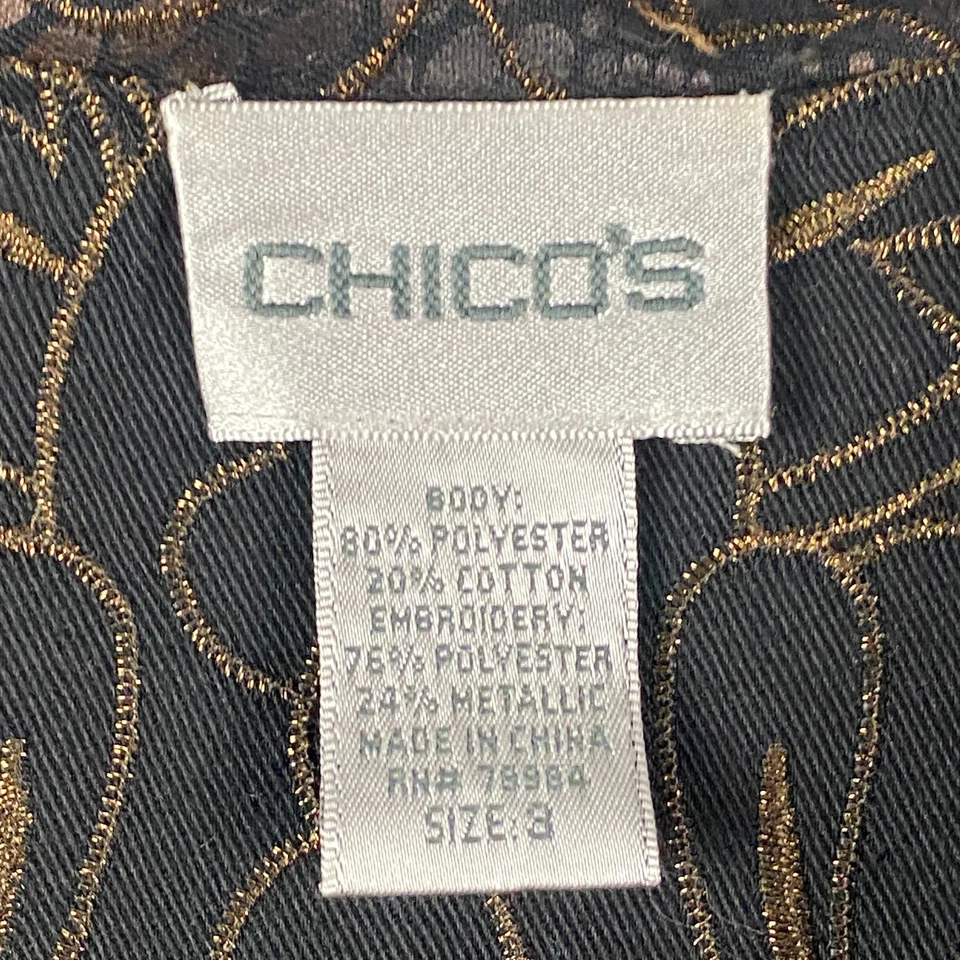 Chaqueta Chicos Bordada Corte Encaje Frente Abierto Talla 3 US XL Bronce Negra Foto 4 de 4