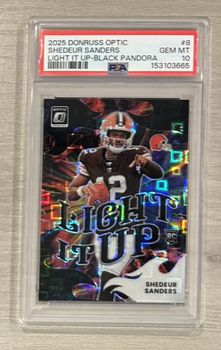 2025 Donruss Optic Shedeur Sanders Light It Up Black Pandora /149 PSA 10 RC #8
